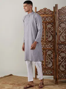VASTRAMAY Geometric Woven design Regular Pure Cotton Sustainable Kurta With Pyjamas