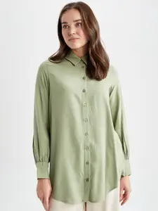 DeFacto Spread Collar Opaque Longline Casual Shirt