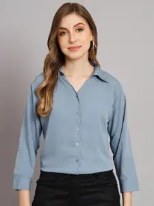 Funday Fashion Spread Three-Quarter Sleeves Collar Opaque Casual Shirt