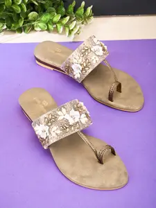 pelle albero Embellished One Toe Flats