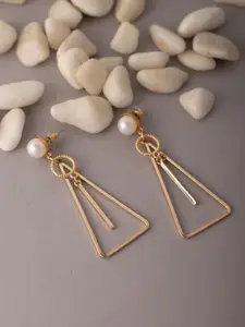 Madame Rose Gold-Plated Triangular Shape Contemporary Drop Earrings