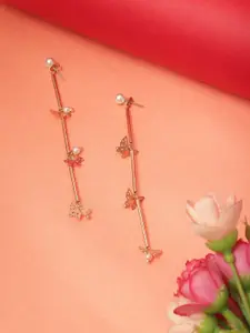 Madame Rose Gold-Plated Butterfly Design Contemporary Drop Earrings