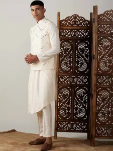 VASTRAMAY Angrakha Kurta With Pyjamas & Mirror Work Jacket