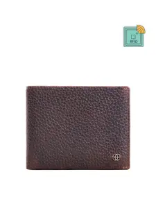 Eske Men Textured Leather RFID Two Fold Wallet