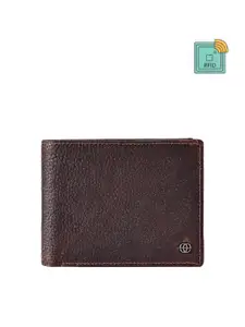Eske Men Textured Leather RFID Two Fold Wallet