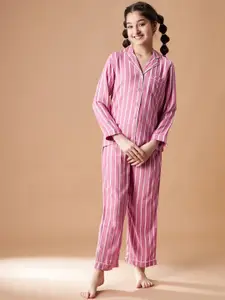 Cherry & Jerry Girls Striped Night Suit