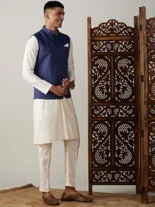 VASTRAMAY Regular Straight Kurta With Pyjamas & Nehru Jacket