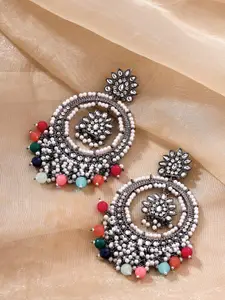 Yellow Chimes Silver-Plated Contemporary Chandbalis