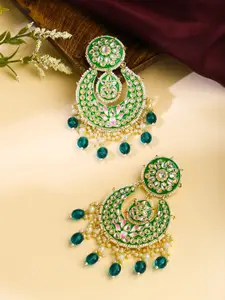Yellow Chimes Gold-Plated Meenakari Contemporary Chandbalis