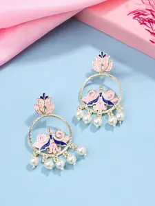 Yellow Chimes Gold-Plated Contemporary Jhumkas Earrings