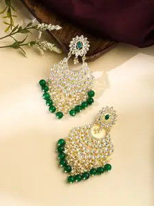 Yellow Chimes Gold-Plated Kundan Studded Contemporary Chandbalis