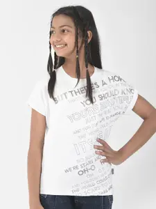 Crimsoune Club Girls Typography Printed T-shirt