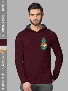 BULLMER Pack Of 2 Graphic Printed Hooded Cotton T-shirt