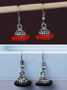 Silver Shine Pack Of 2 Silver-Plated Classic Traditional Jhumkas