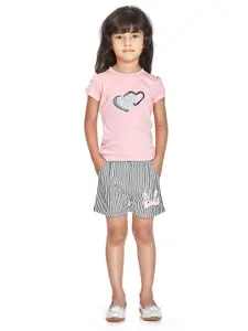 Peppermint Girls Embellished Top with Shorts