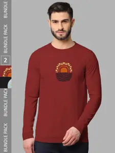 BULLMER Pack Of 2 Graphic Printed Cotton T-Shirts