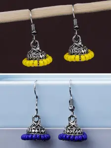 Silver Shine Set Of 2 Silver-Plated Classic Jhumkas Earrings