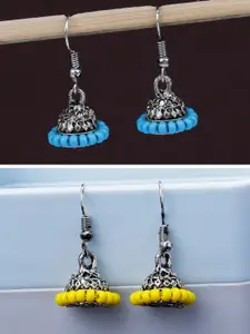 Silver Shine Set Of 2 Silver Plated Classic Oxidised Jhumkas