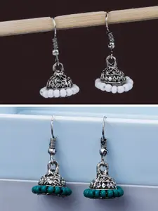 Silver Shine Set Of 2 Silver-Plated Classic Jhumkas Earrings