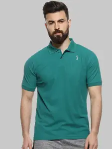 Campus Sutra Green Polo Collar short Sleeves Sports T-shirt