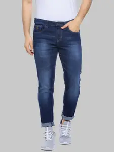 Campus Sutra Men Blue Smart Slim Fit Light Fade Striped Stretchable Jeans
