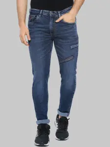 Campus Sutra Men Blue Smart Clean Look Whiskers Cotton Slim Fit Stretchable Jeans