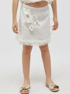 One Friday Girls Self Design Lace A-Line Skirt