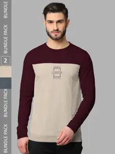 BULLMER Pack Of 2 Typography Printed Cotton Sweatshirt