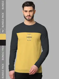 BULLMER Pack Of 2 Typography Printed Cotton Sweatshirt