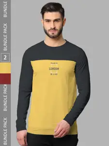 BULLMER Pack Of 2 Typography Printed Cotton Sweatshirt