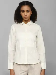 Allen Solly Woman Spread Collar Cotton Linen Casual Shirt