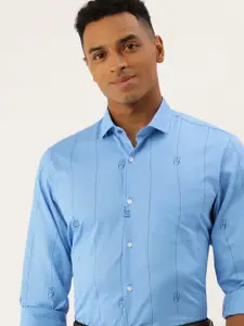 Peter England Slim Fit Striped Pure Cotton Formal Shirt
