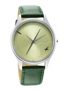 Fastrack Men Brass Dial & Leather Straps Analogue Watch 3290SL02
