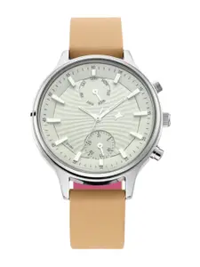 Fastrack Women Brass Printed Dial & Leather Straps Analogue Watch NP6208SL01