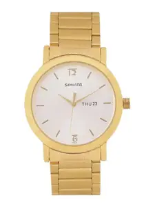 Sonata Men Round Dial & Bracelet Style Straps Analogue Watch- 77108YM02