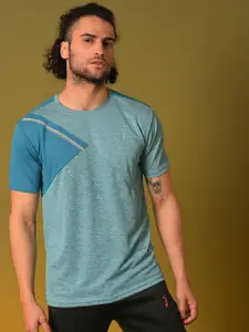 Campus Sutra Teal Dry-Fit Training T-shirt