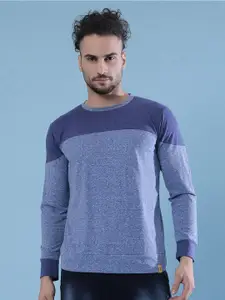 Campus Sutra Colourblocked Long Sleeves Cotton T-shirt