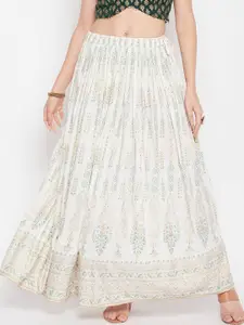 Clora Creation Printed Flared Maxi Skirt