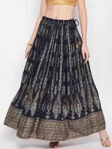 Clora Creation Floral Printed Flared Maxi Skirt