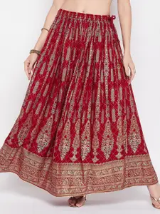 Clora Creation Floral Printed Flared Maxi Skirt