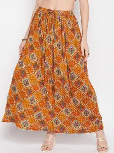 Clora Creation Clora Ethnic Motif Foil Printed Maxi Skirt