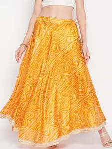 Clora Creation Tie & Dye Bandhani Printed Flared Maxi Skirt