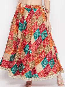 Clora Creation Bandhini Printed Flared Maxi Skirt