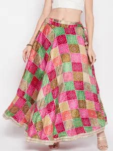 Clora Creation Tie & Dye Printed Flared Skirts