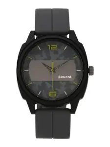 Sonata Men Printed Dial & Analogue And Digital Watch 77086PP11W