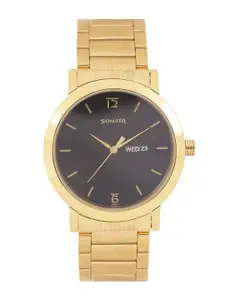 Sonata Men Round Dial & Stainless Steel Bracelet Style Straps Analogue Watch 77108YM04