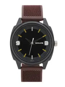 Sonata Men Stainless Steel Bracelet Style Straps Analogue Watch 77086PP09W