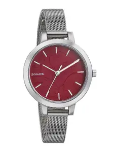 Sonata Women Stainless Steel Bracelet Style Straps Analogue Watch NP8141SM11