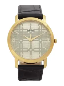 Sonata Men Printed Leather Textured Straps Analogue Watch 99701YL03