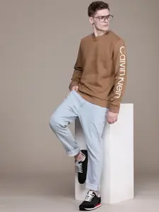 Calvin Klein Jeans Men Printed Sweatshirt With Brand Logo Print Detail On Sleeve